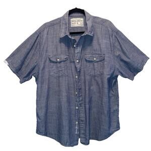 Nautica Jeans Co. Blue Pinstripe Button Front Short Sleeve Shirt size XL